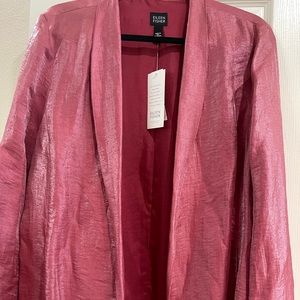 NWT Eileen Fisher Shawl Collar Open Jacket Linen Silk Blazer Rouge Size XL Red